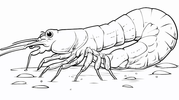 Coloring Page of Shrimp Vector Illustration for Childrens Activities