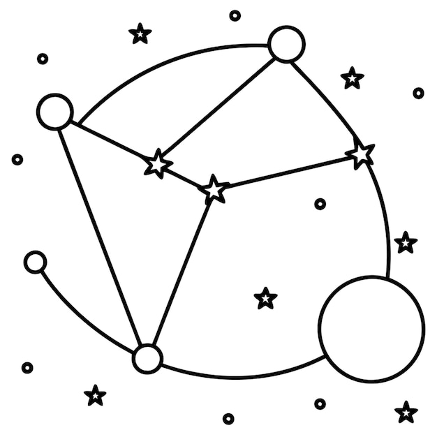 a coloring page of an space constellation with no color just black lines vector illustration line