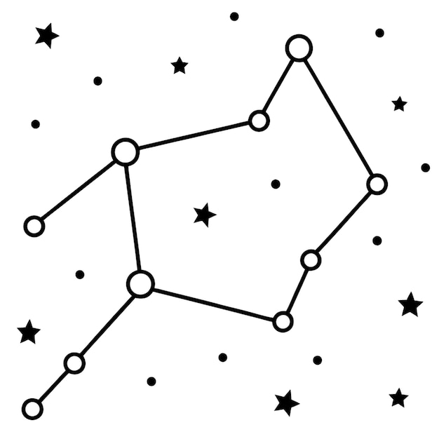 a coloring page of an space constellation with no color just black lines vector illustration line