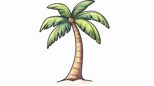 Coloring Page Vector Illustration of Cute Cartoon Palm Tree