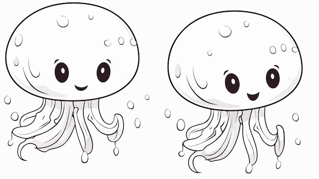 Coloring Page of Vibrant Jellyfish Vector Illustration