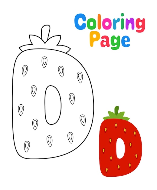 Coloring page with Alphabet D for kids