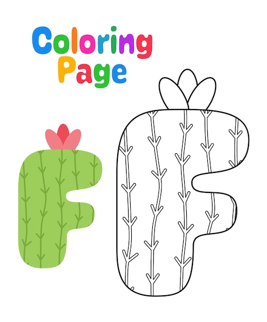 Coloring page with Alphabet F for kids