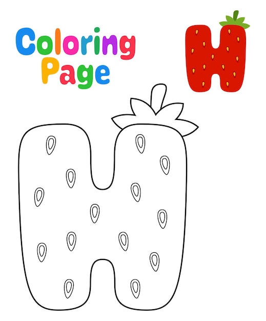 Coloring page with Alphabet H for kids