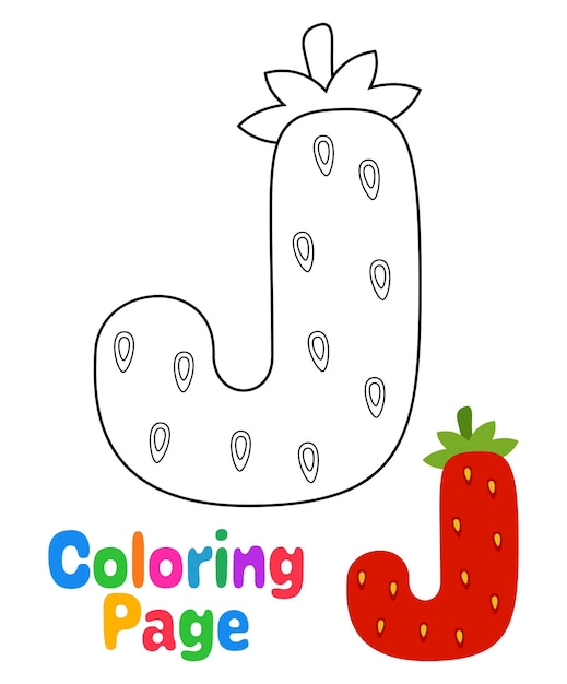 Coloring page with Alphabet J for kids