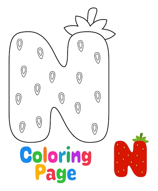 Coloring page with Alphabet N for kids