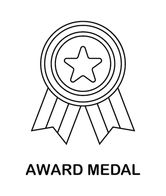 Coloring page with Award Medal for kids