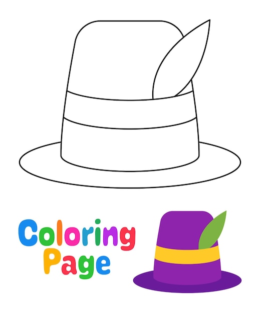 Coloring page with Carnival Hat for kids