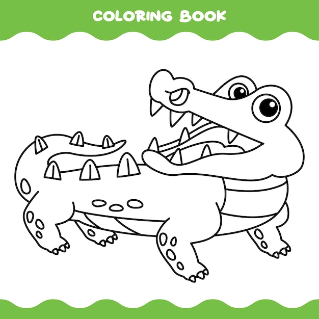 Coloring Page With Cartoon Crocodile