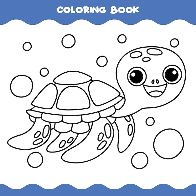 Coloring Page With Cartoon Sea Turtle