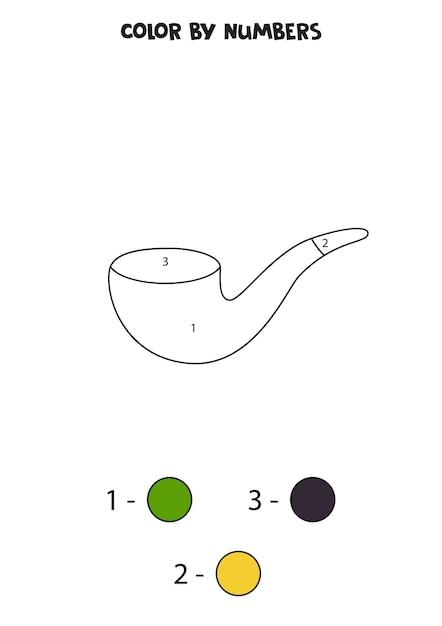 Coloring page with cartoon smoking pipe Color by numbers Math game for kids