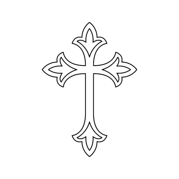 Coloring page with Christian Cross for kids