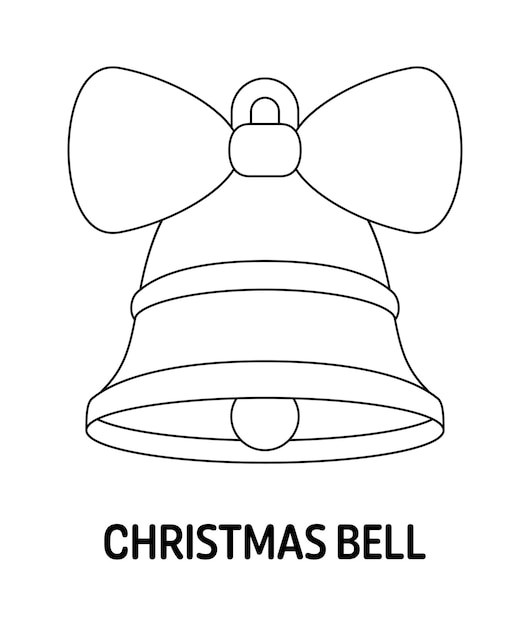 Coloring page with Christmas Bell for kids