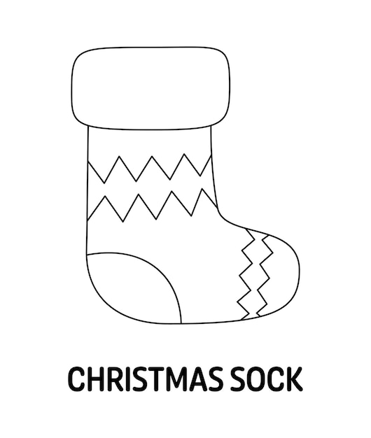 Coloring page with Christmas Sock for kids