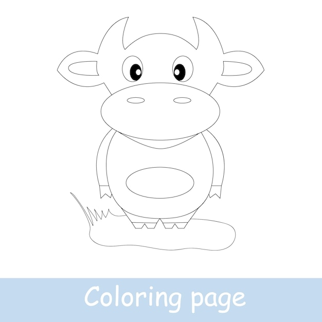 Coloring page with a cute bull