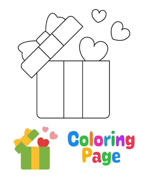 Coloring page with Gift Box for kids