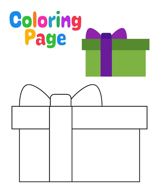 Coloring page with Gift Box for kids