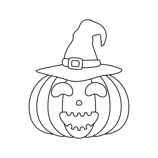 Coloring page with Halloween Pumpkin