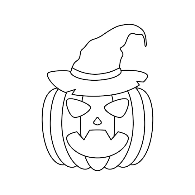 Coloring page with Halloween Pumpkin