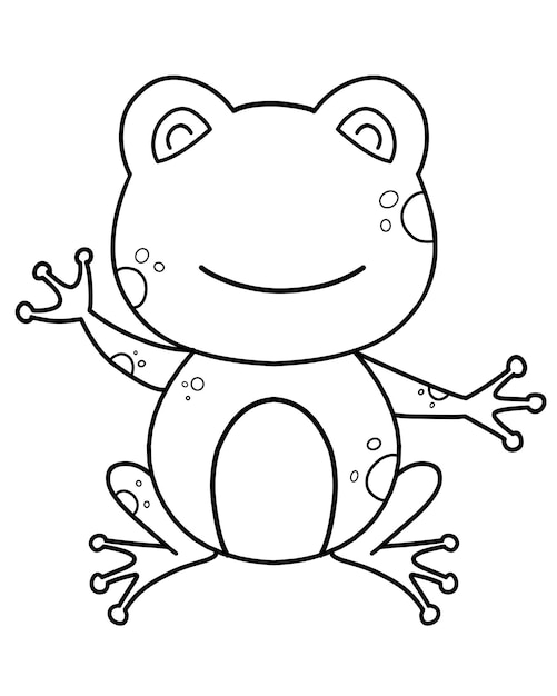 Coloring page with Hand drawn frog outline illustration