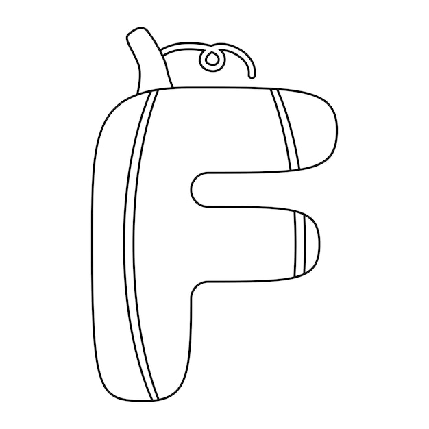 Coloring page with Letter F for kids