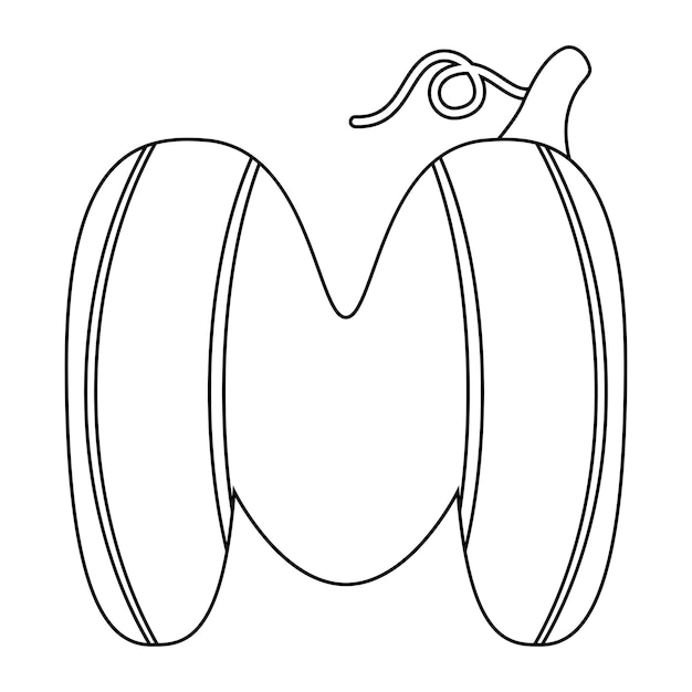 Coloring page with Letter M for kids