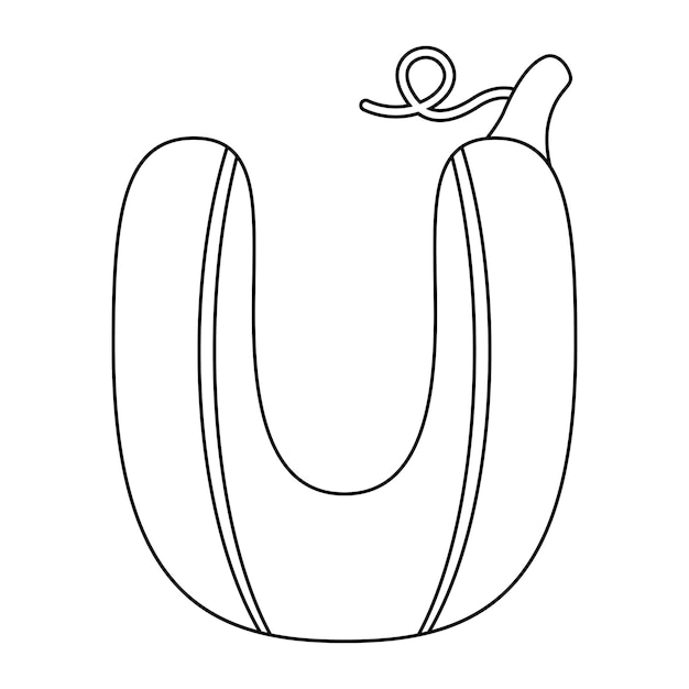 Coloring page with Letter U for kids