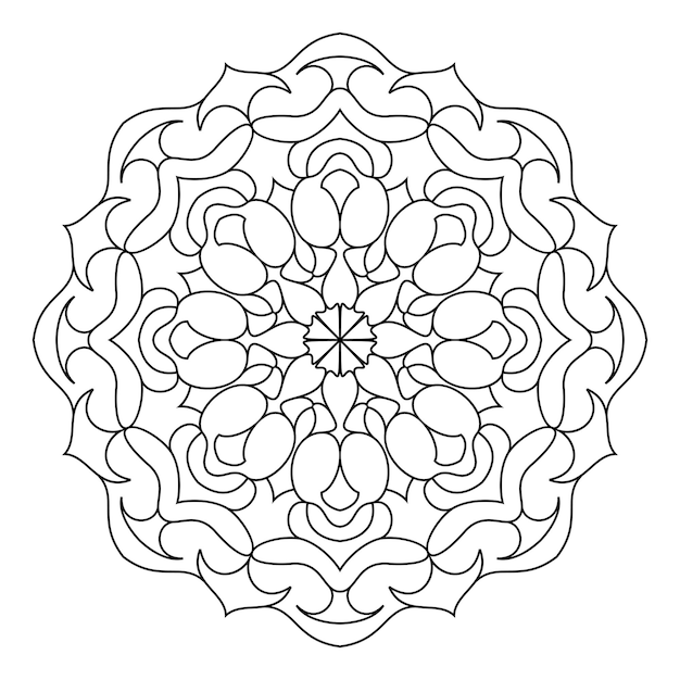 Coloring page with mandala outline. Vector decorative lace pattern design illustration