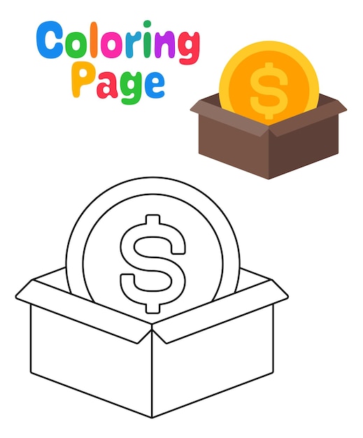 Coloring page with Money Box for kids