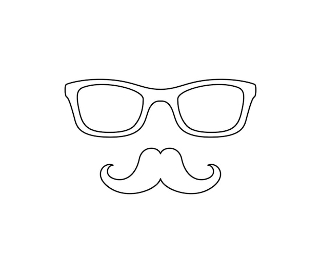 Coloring page with Mustache and Glasses for kids