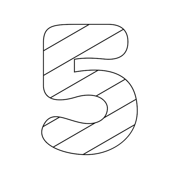 Coloring page with Number 5 for kids