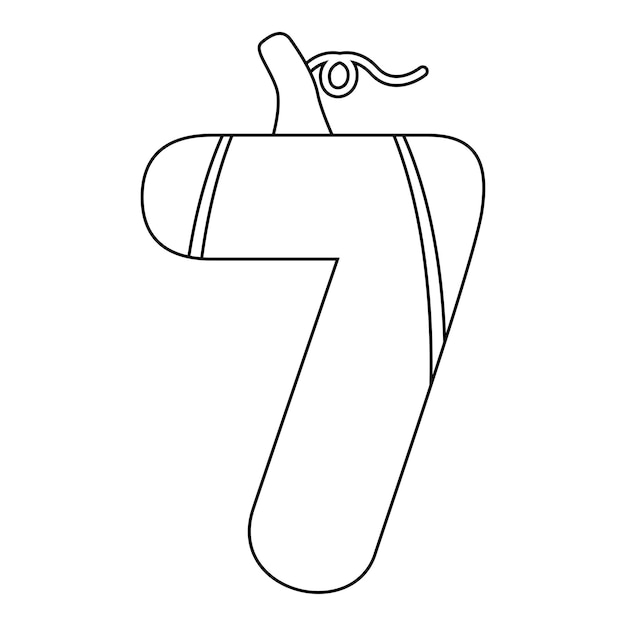 Coloring page with Number 7 for kids