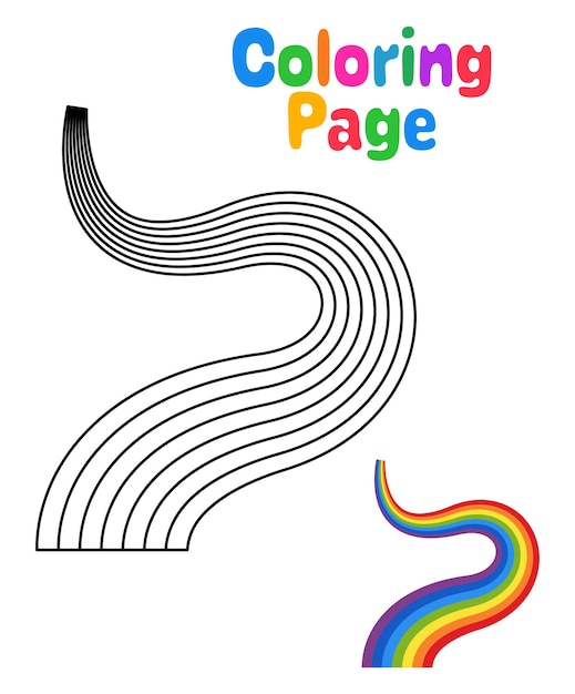 Coloring page with Rainbow for kids