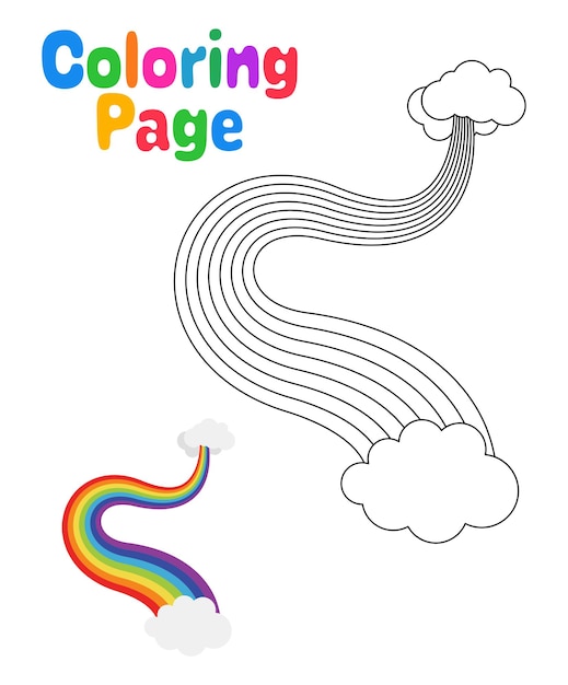 Coloring page with Rainbow for kids