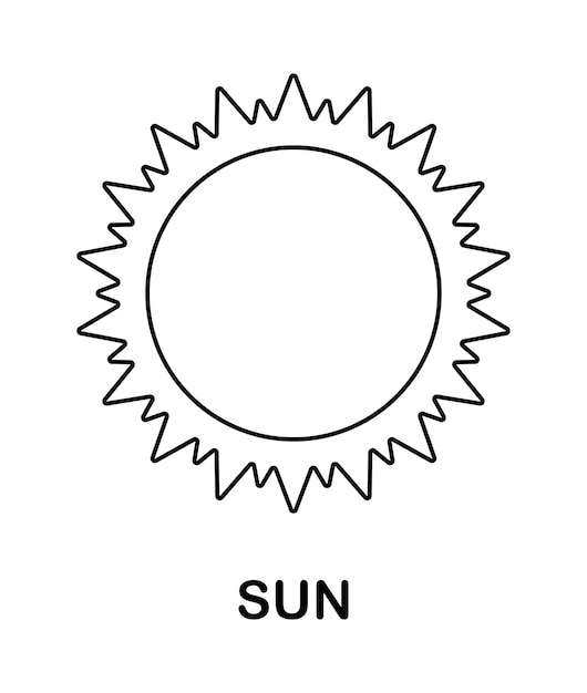 Coloring page with Sun for kids