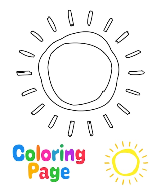 Coloring page with Sun for kids