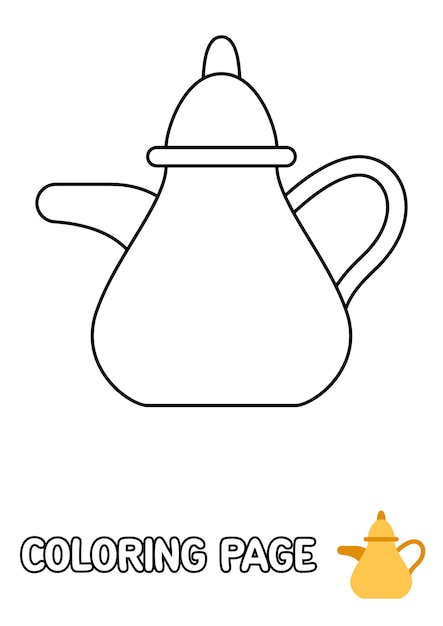 Coloring page with Tea Pot for kids