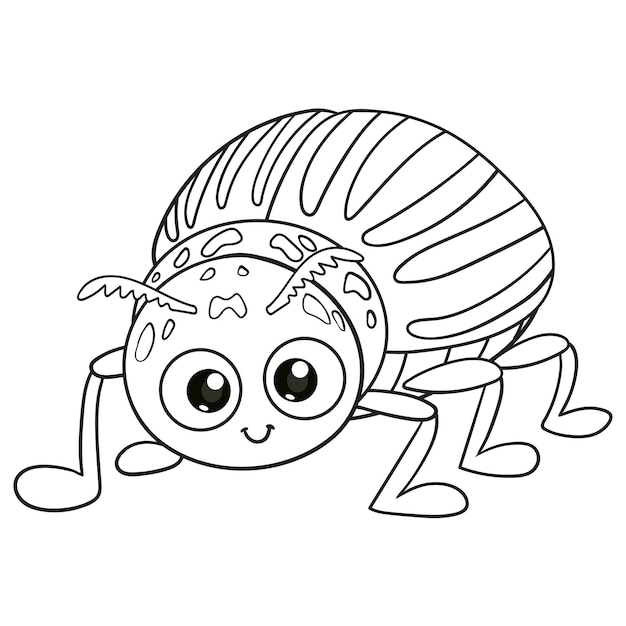 Coloring pages or books for kids cute colorado potato beetle cartoon isolated on black and white