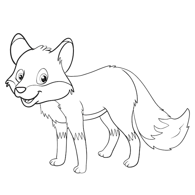 Coloring pages or books for kids cute fox cartoon black and white