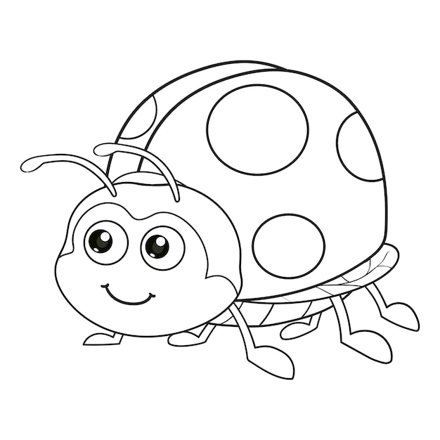 Coloring pages or books for kids cute ladybug cartoon black and white