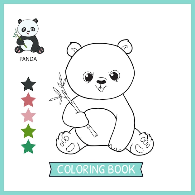 Coloring pages or books for kids cute panda illustration