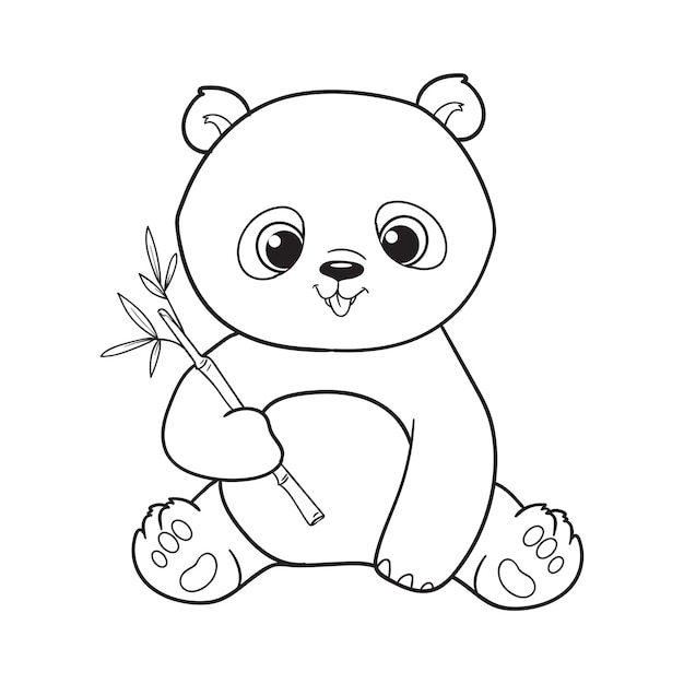 Coloring pages or books for kids cute panda illustration