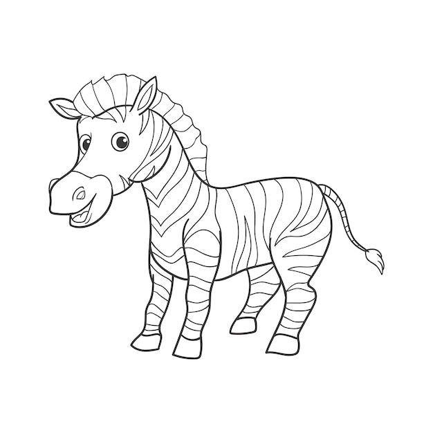 Coloring pages or books for kids cute zebra illustration