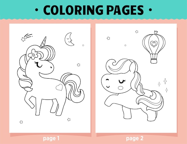 coloring pages cartoon cute unicorn