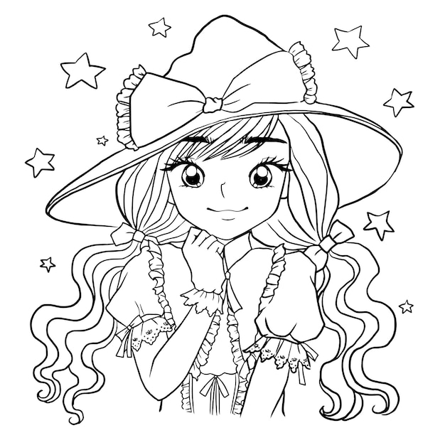 Coloring Pages Cute Girls Anime Manga Kawaii Kids