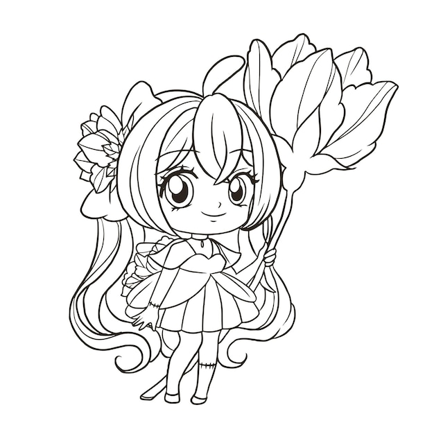 Coloring Pages Cute Girls Anime Manga Kawaii Kids