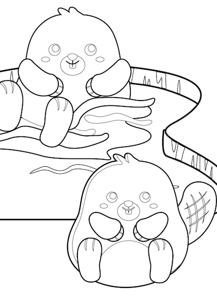 Coloring Pages for Kids A4 page in a Pond Theme