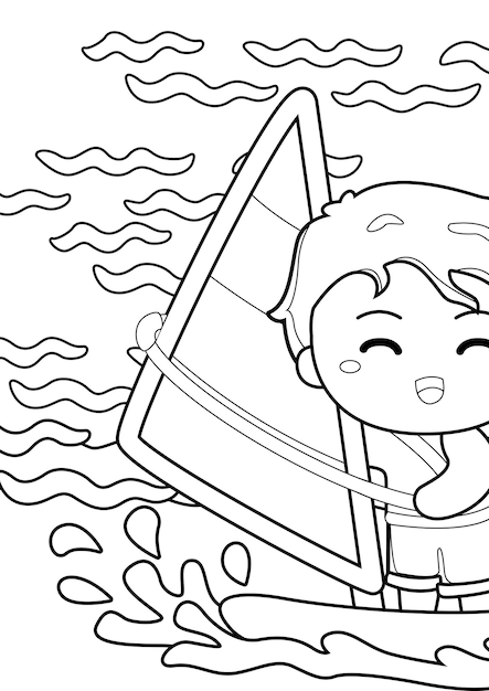 Coloring Pages for Kids A4 page Sailing Nautical Theme