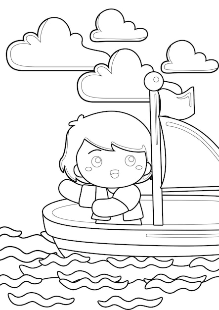 Coloring Pages for Kids A4 page Sailing Nautical Theme