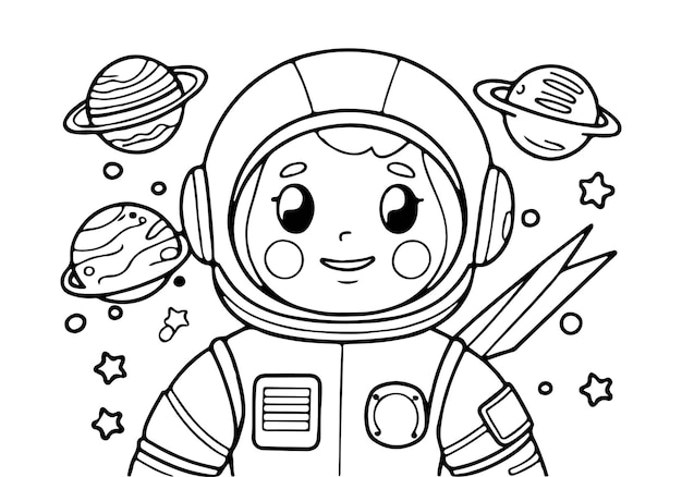 Coloring pages for kids of a astronaut